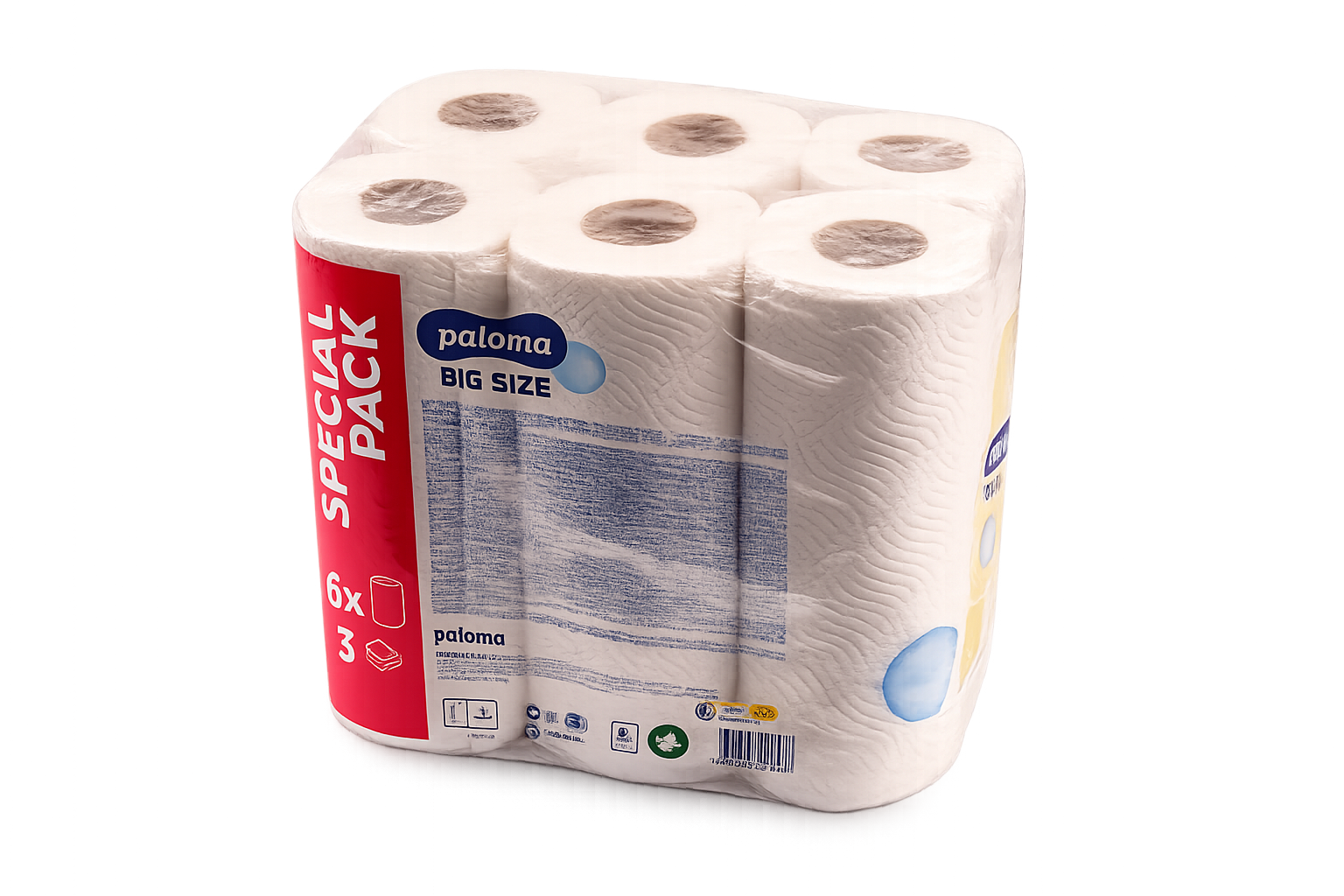 0999P Küchenrolle 3 - Lagig Paloma 6x8 / Karton – Bild 1