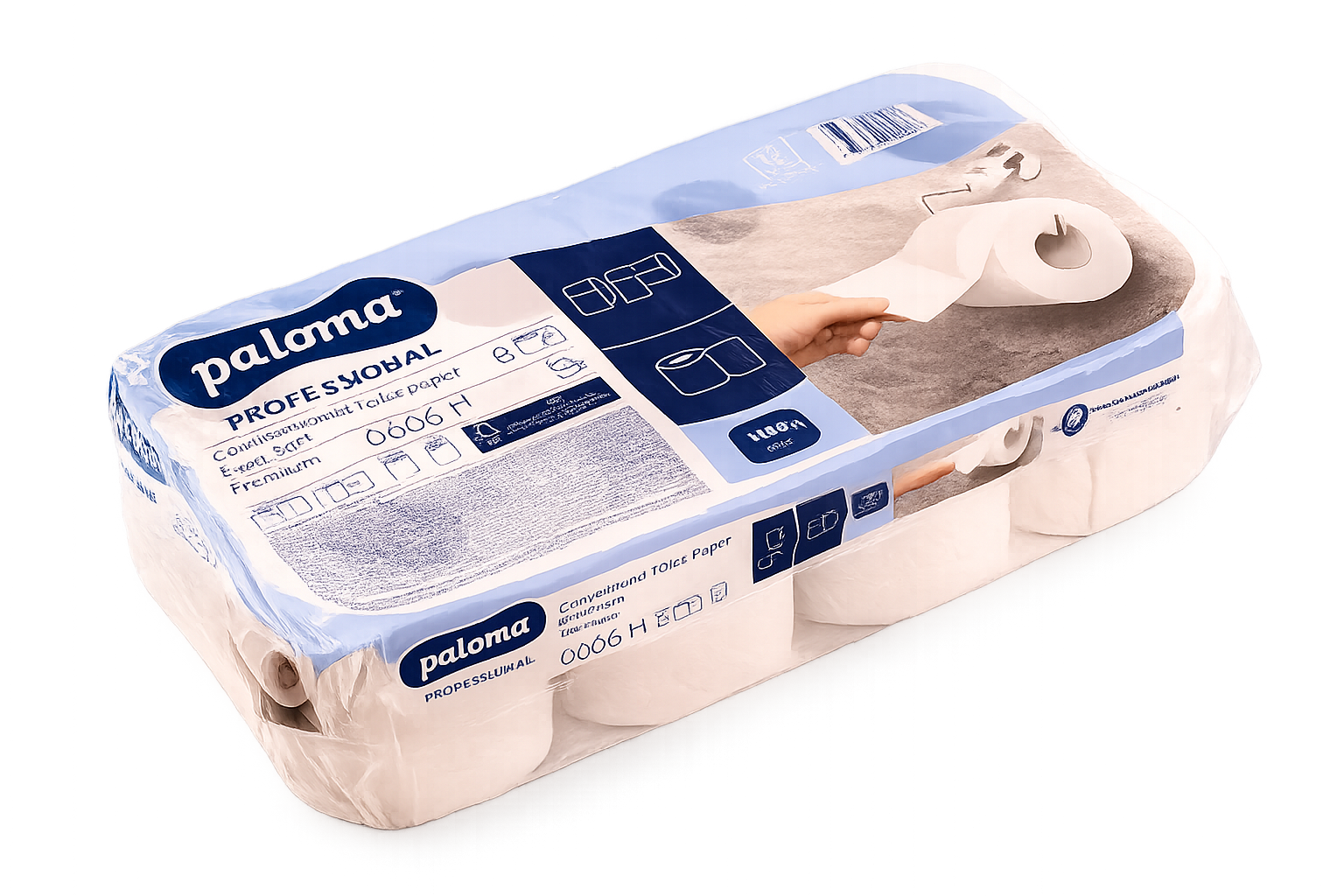 1005P Toilettenpapier 3-Lagig Zellstoff 150 Blatt Paloma 96 Rollen – Bild 1