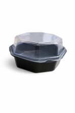 Octaview 16x16x8cm Schwarz 580ml mit Deckel 405 / Karton