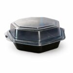 Octaview Box 16x16x6cm 400ml schwarz mit anhängendem Deckel 405 / Karton