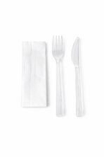 Besteck-Set (Messer+Gabel+Serviette) transparent 400 / Karton – Bild 2