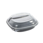 Octaview Box 2-geteilt grau 670/450ml 5cm hoch mit anhängendem Deckel