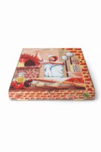 Carton à pizza 30×30×3 cm double kraft modèle Amerika — 100 / carton