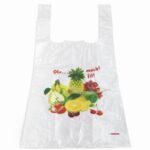 Hemdchentragetasche MDPE (29my) mit Druck "Obst macht fit" 320 +180 x 550mm