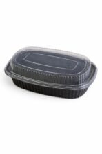 MikrowellenSchale ungeteilt schwarz 850ml mit Hoch Deckel 400 / Karton