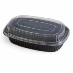 MikrowellenSchale ungeteilt schwarz 850ml mit Hoch Deckel 400 / Karton