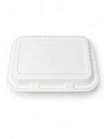 Menu Box 2 compartiments pour hamburger rectangulaire avec couvercle rabattable 250(L) x 165(W) x 45/61(H) mm 250 / carton produit sucre de canne (ZR-SH96/2(B)) – Image 2