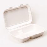 Menü Box 2 geteilt FÜR HAMBURGER Rechteckig mit Klappdeckel 250(L) 165(W) 45/61 (H) MM 250 / Karton Zuckerrohr Produkt (ZR-SH96/2(B)