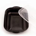 Mikrowellenschale ungeteilt schwarz PP mit Deckel 300 / Karton