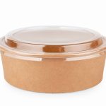 Bio Salat Schale mit. PET Deckel 1300 ml. BREIT Nachhaltig, Biologisch Abbaubar 300/Karton