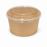 Bol à salade kraft  avec couvercle PET 950 ml profond, durable, biodégradable 300 / carton