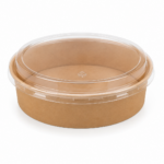 Bol à salade kraft  avec couvercle PET 1050 ml large, durable, biodégradable 300 / carton