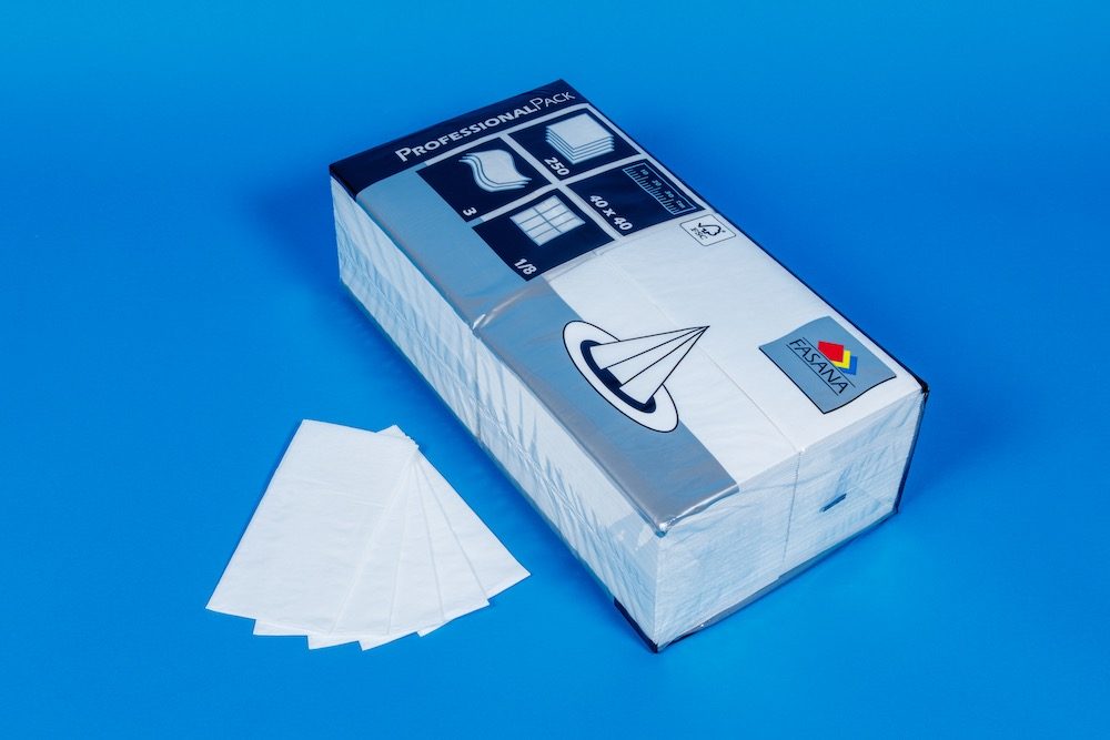 Servietten 40x40cm 3-lagig 1/8 Falz weiss