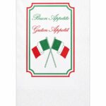 Serviettes 40x40 cm 2 plis 1/8 pli avec impression “Drapeau italien” 1000 / carton