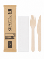 Besteck-Set Holz (Messer+Gabel+Serviette)  500 / Karton