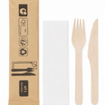 Besteck-Set Holz (Messer+Gabel+Serviette)  500 / Karton
